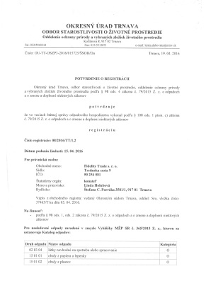 Registrácia činnosti